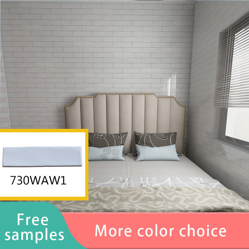 3D White 3x12 Subway Tile Metro Brick مع حافة متموجة